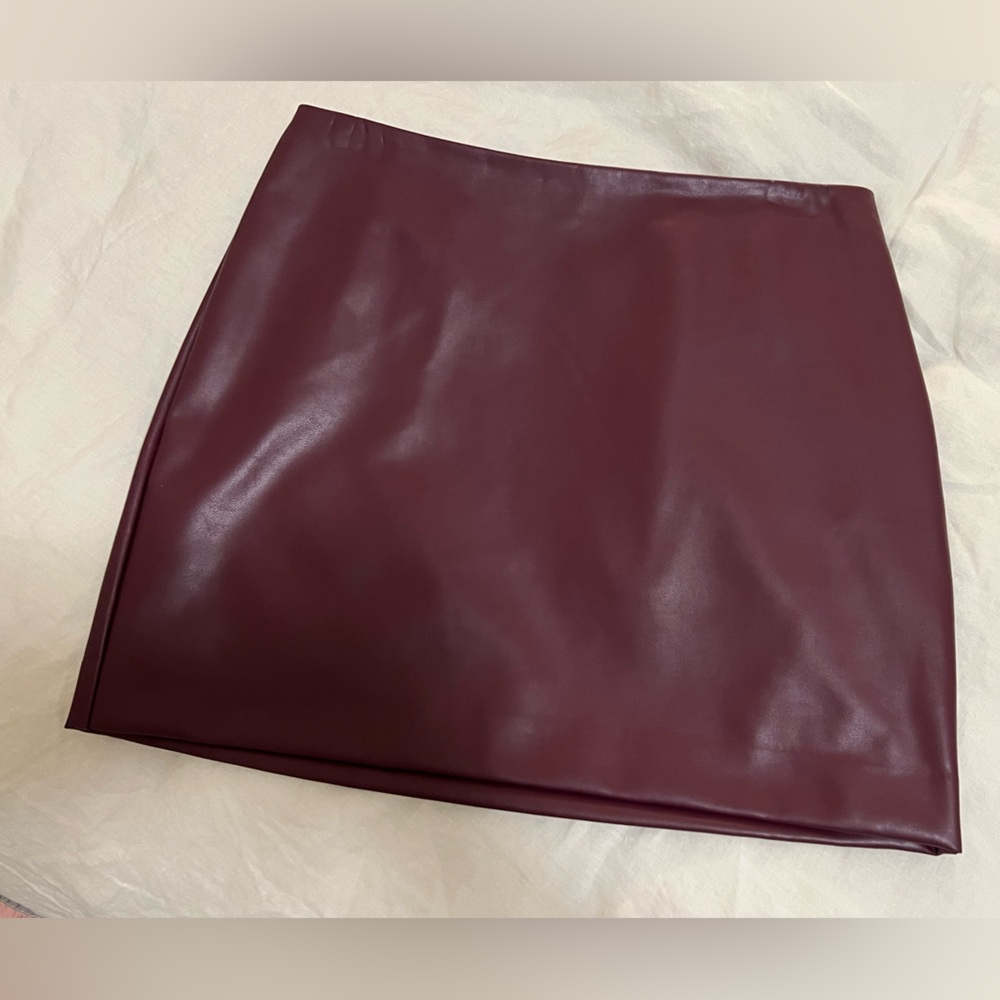 Express Maroon Faux Leather Skirt